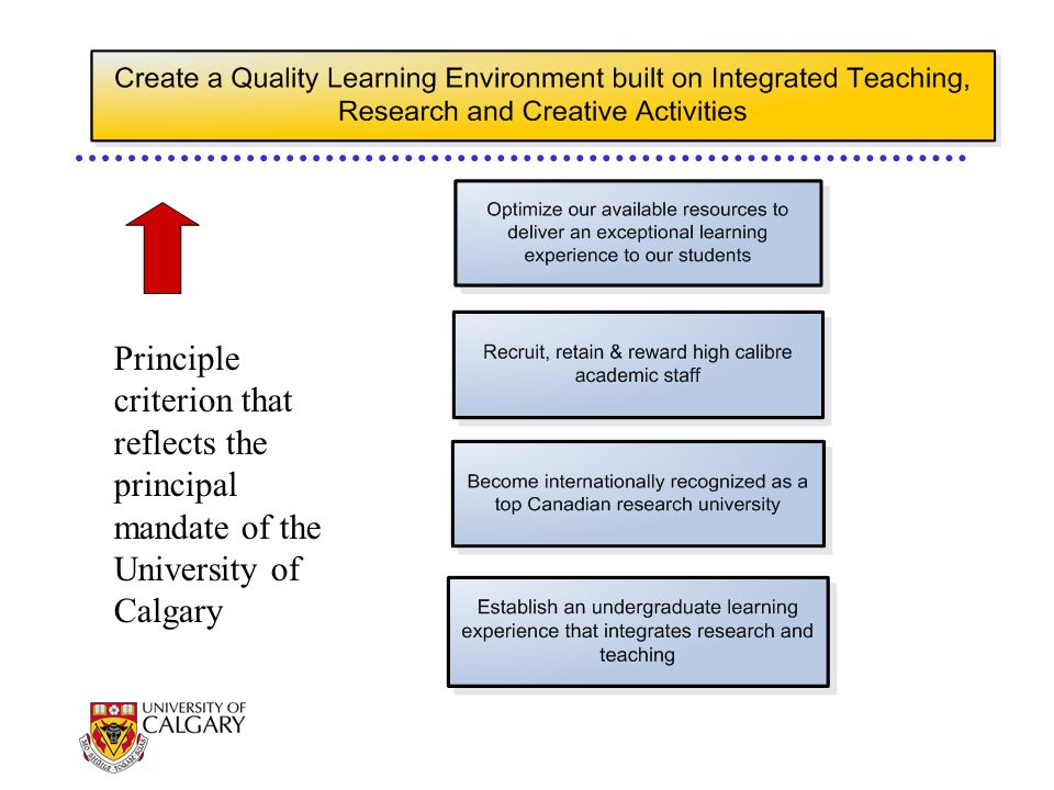 Principle criterion that reflects the principal mandate of the University of Calgary