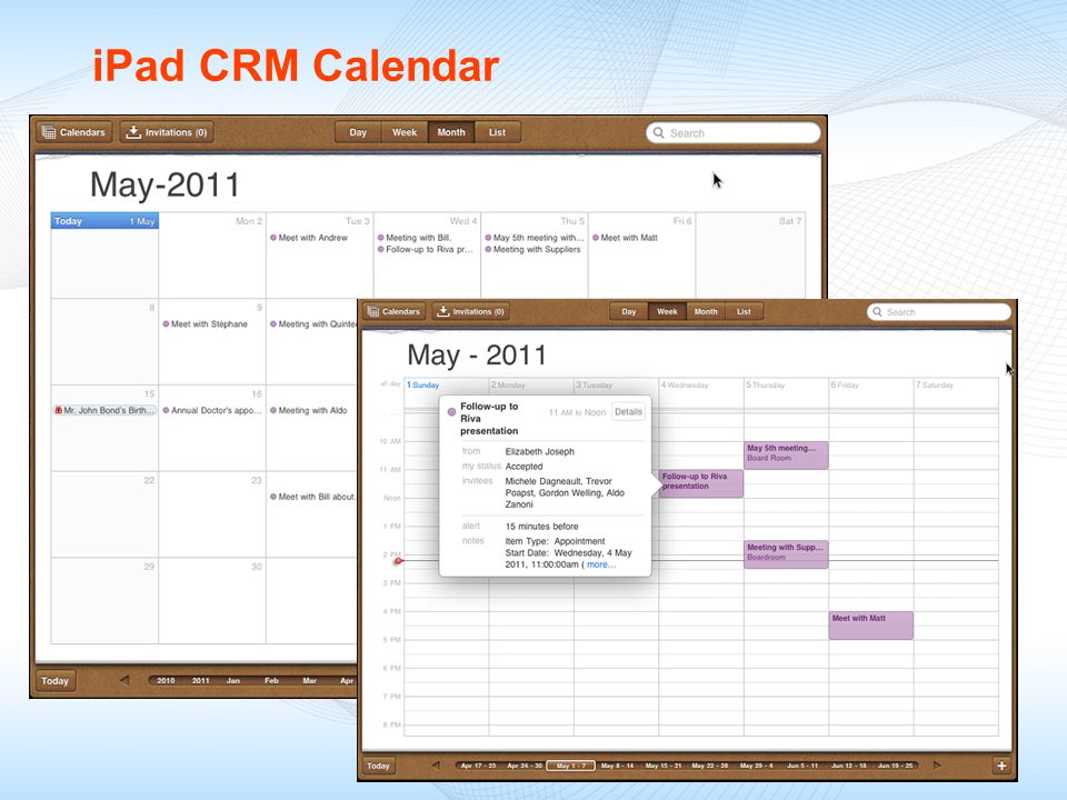 iPad CRM Calendar