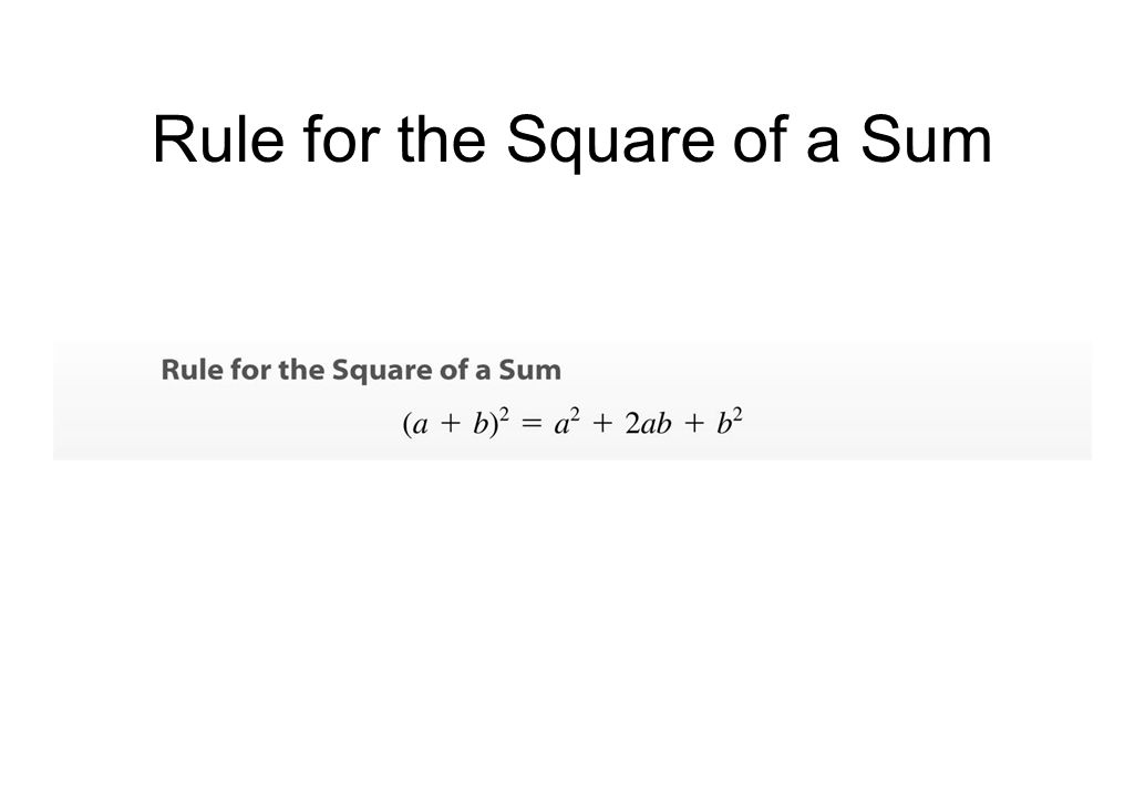 Rule for the Square of a Sum