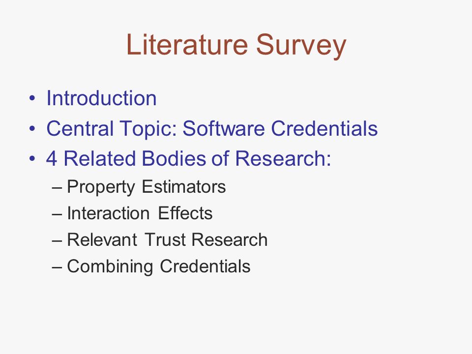 literature survey for the synthesis of literature survey for the synthesis of