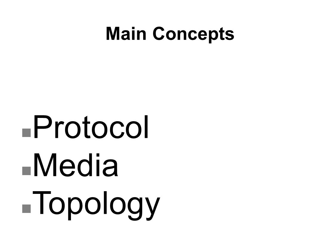 Main Concepts n Protocol n Media n Topology