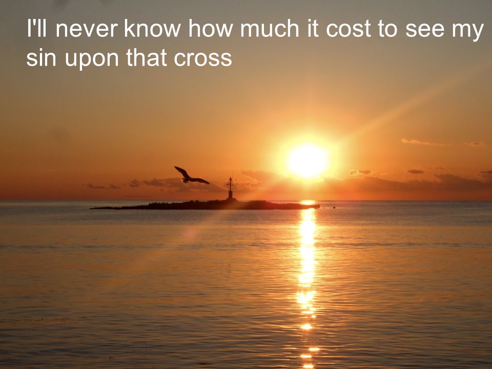 I ll never know how much it cost to see my sin upon that cross