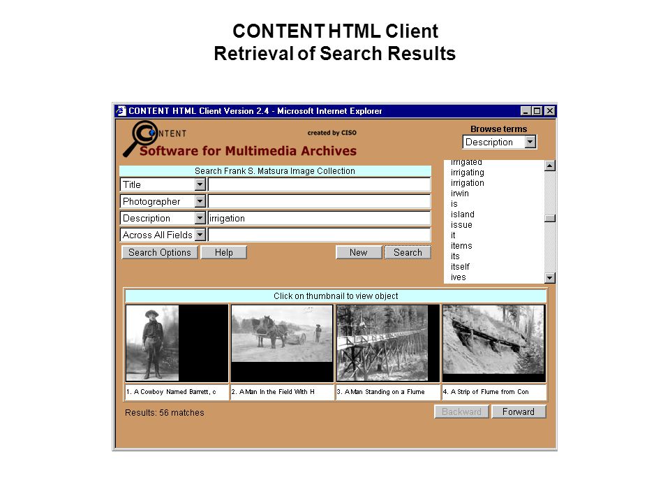 CONTENT HTML Client Retrieval of Search Results