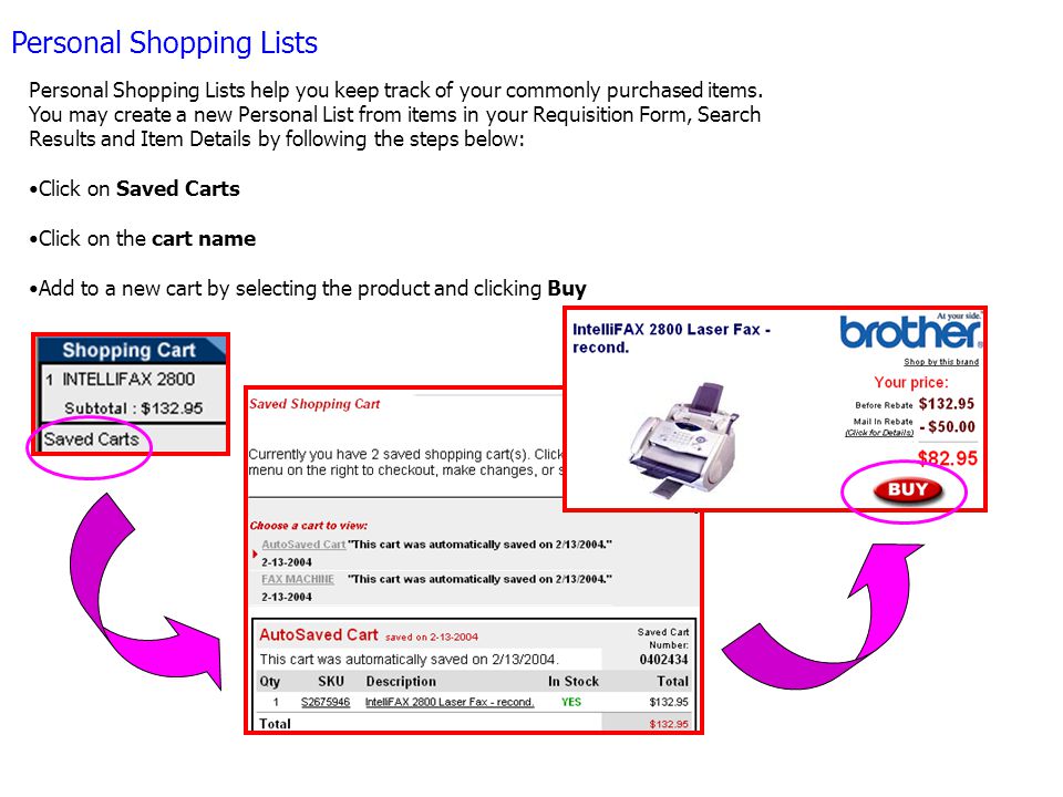 Personal Shopping Lists Personal Shopping Lists help you keep track of your commonly purchased items.