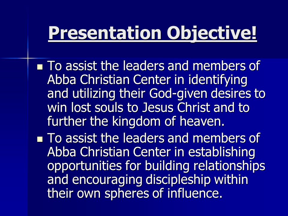 Presentation Objective.