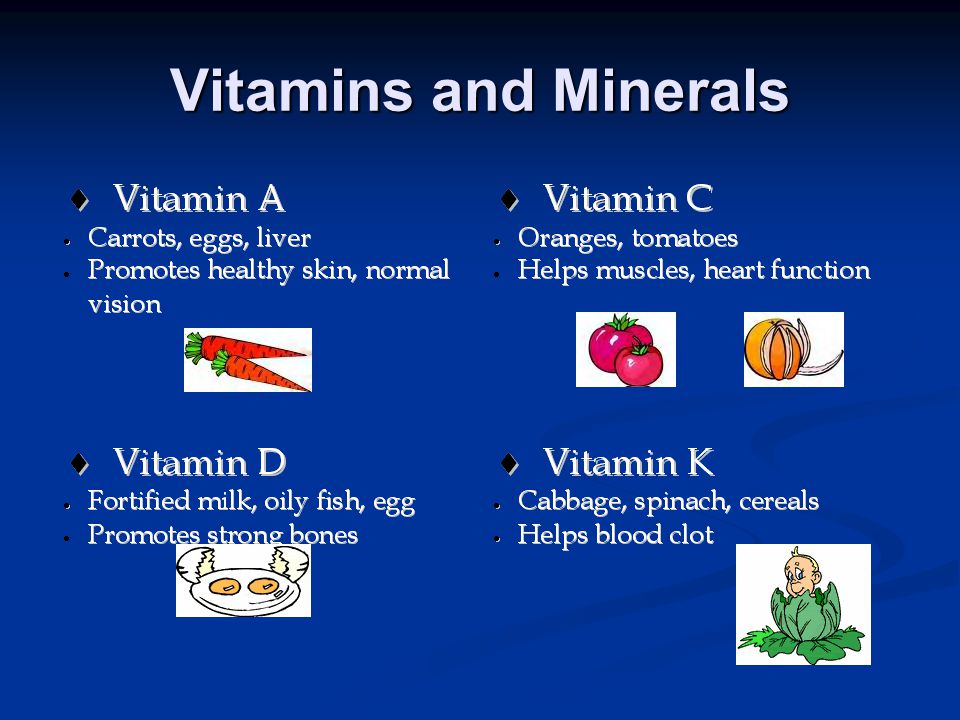 6 Types of Nutrients (Cont.) Fats Fats  source of energy  essential for vital body functions  insulate the body from temperature changes  cushion body organs  carry fat-soluble vitamins  promote healthy skin and normal growth Water  is the most common nutrient  make up 60 percent of the body  carries other nutrients through the body  helps digestion  removes waste from body  lubricates joints