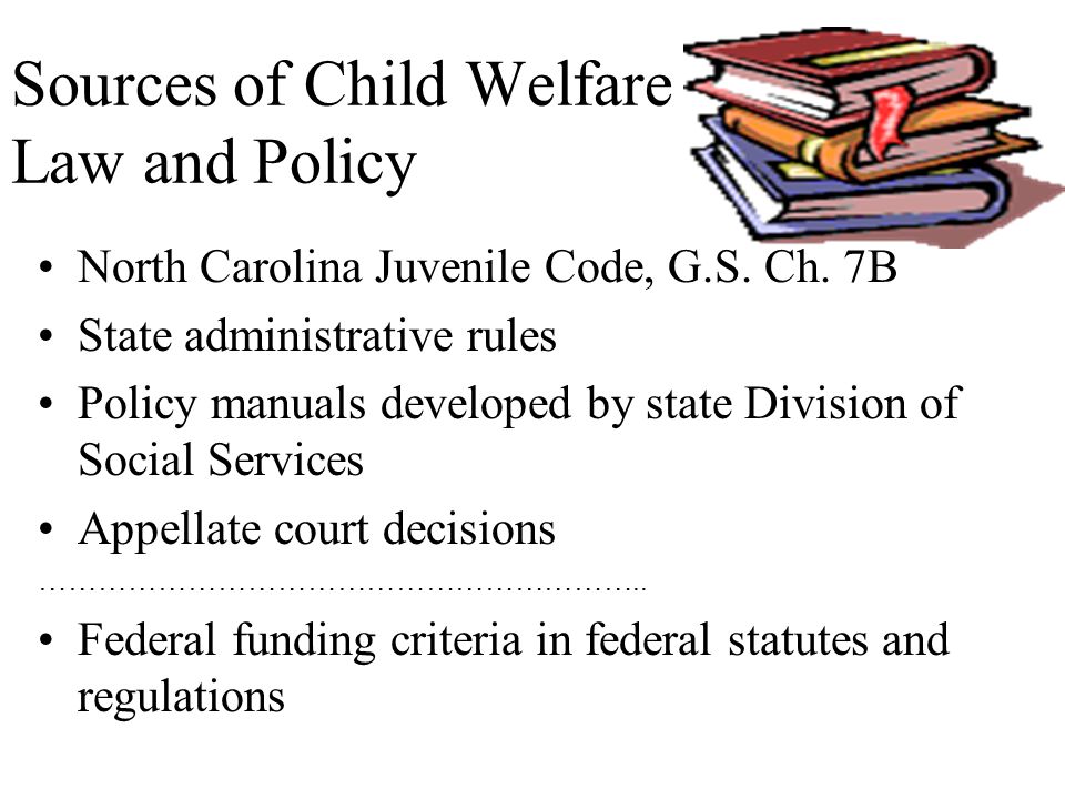 Sources of Child Welfare Law and Policy North Carolina Juvenile Code, G.S.