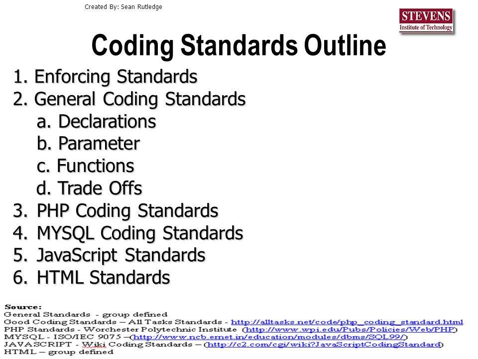 Cs552 Coding And Delievery1 Delivery Cs552 Coding And Delievery2 Standards Outline 1