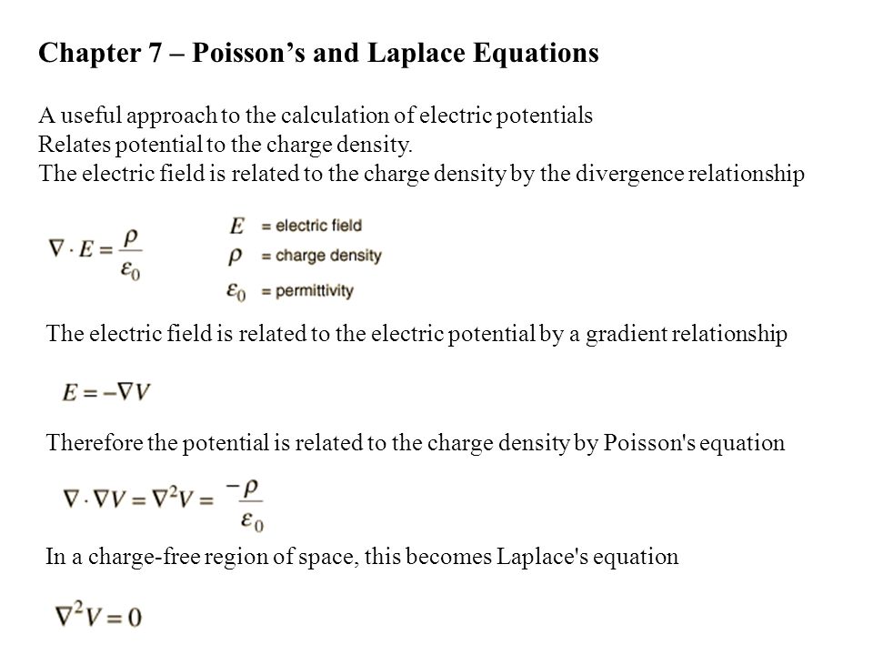 Chapter 7 Poisson S And Laplace Equations A Useful Approach To Chapter 7 Poisson S And Laplace Equations A Useful Approach To The Calculation Of Electric Potentials