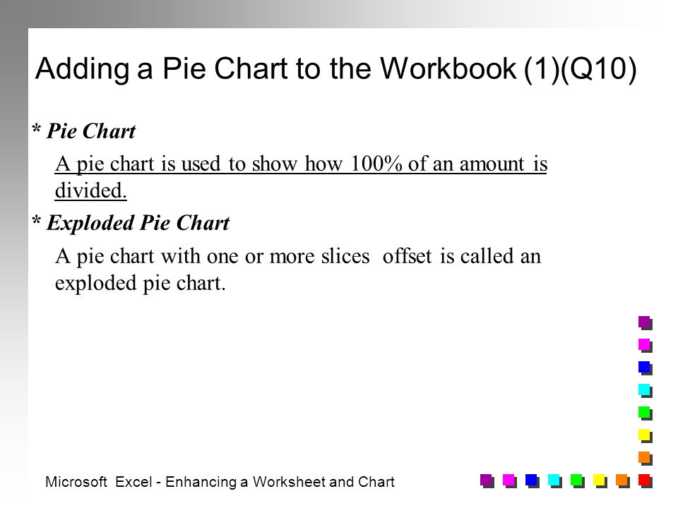 l13_3 microsoft excel enhancing a worksheet and chart using the a pie chart with one or more slices offset is referred to as