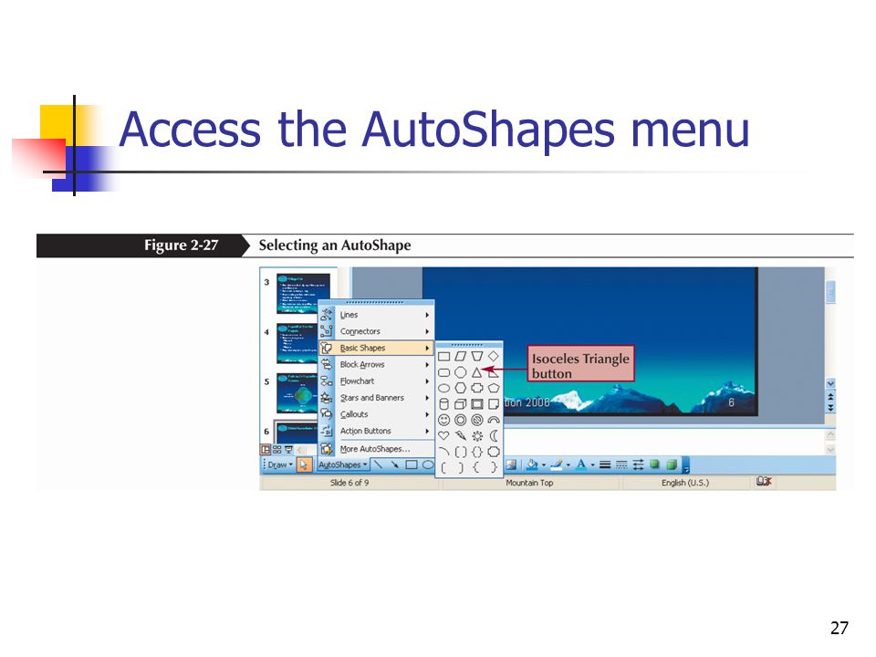 27 Access the AutoShapes menu