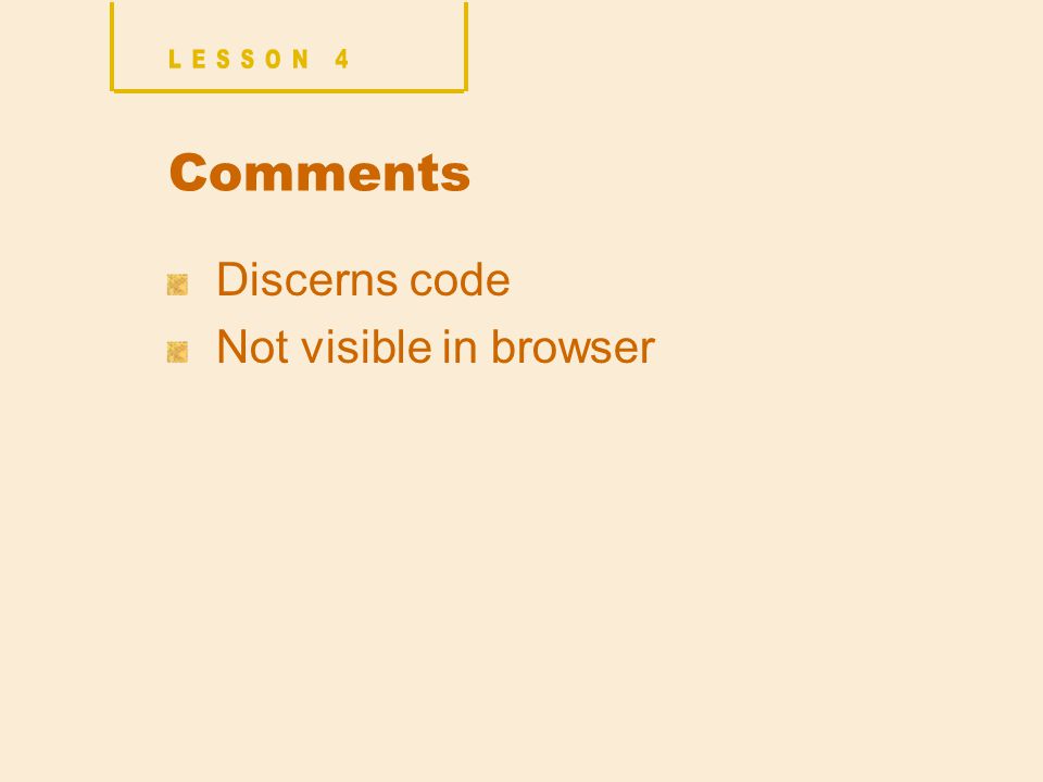 Comments Discerns code Not visible in browser