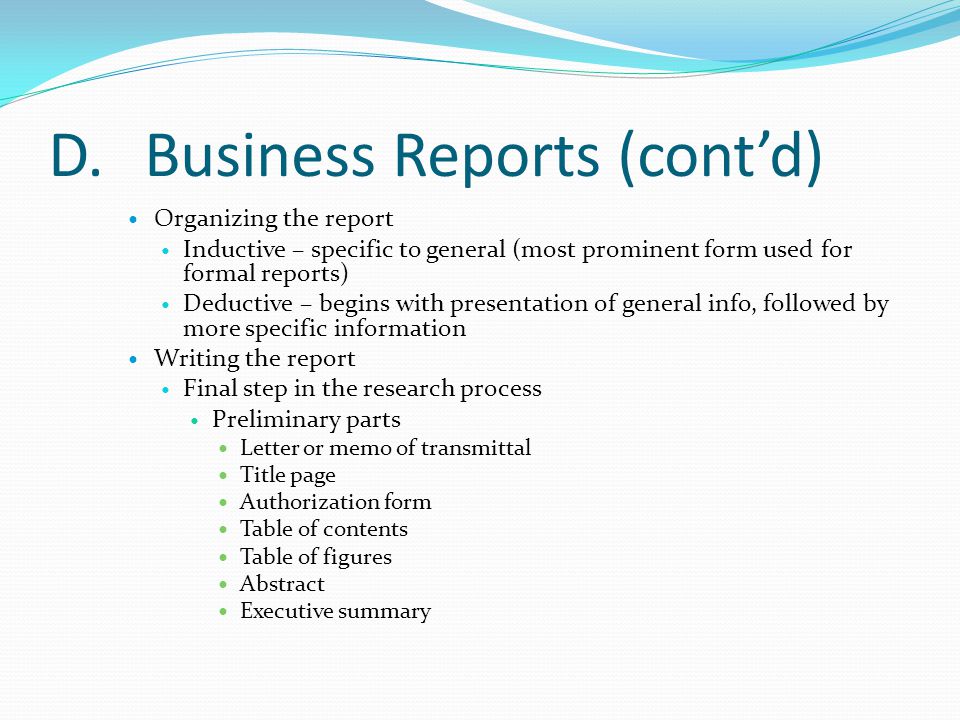 Formal business report