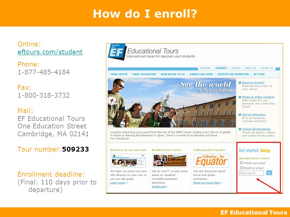 EF Educational Tours How do I enroll.
