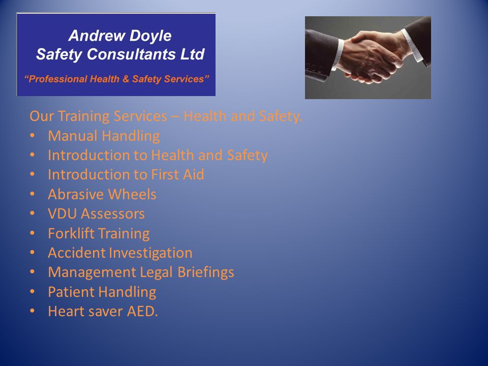 Our Training Services – Health and Safety.