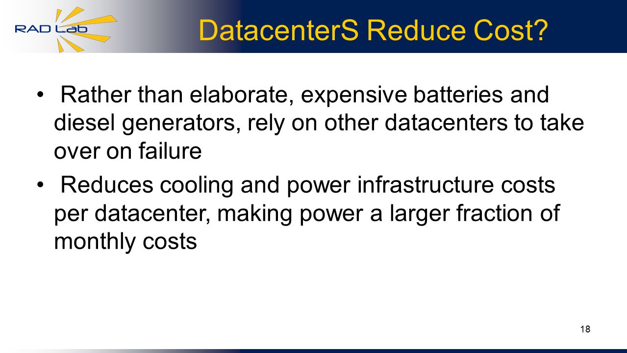 18 DatacenterS Reduce Cost.