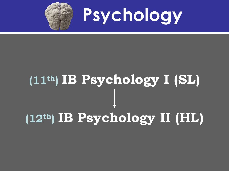 Psychology (11 th ) IB Psychology I (SL) (12 th ) IB Psychology II (HL)