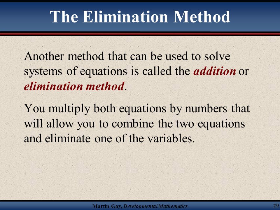 Solving Linear Systems Of Equations Addition Elimination Method Systems Of Linear Equations Solving By Addition Elimination Method