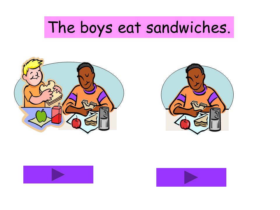 The boys eat sandwiches.
