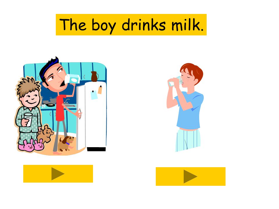 The boy drinks milk.