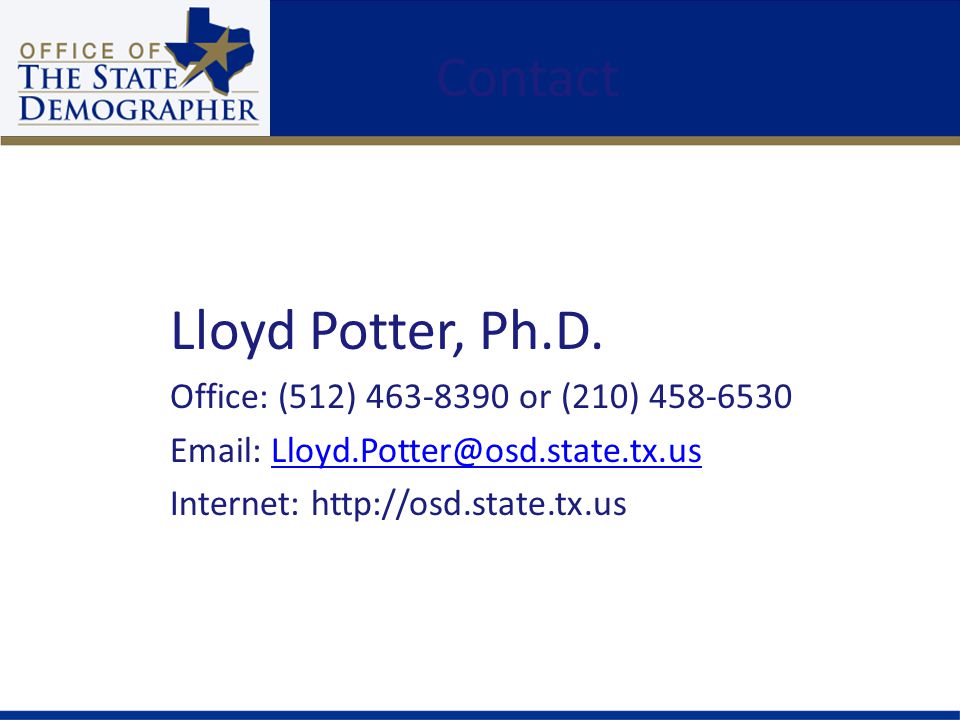 Contact Lloyd Potter, Ph.D.