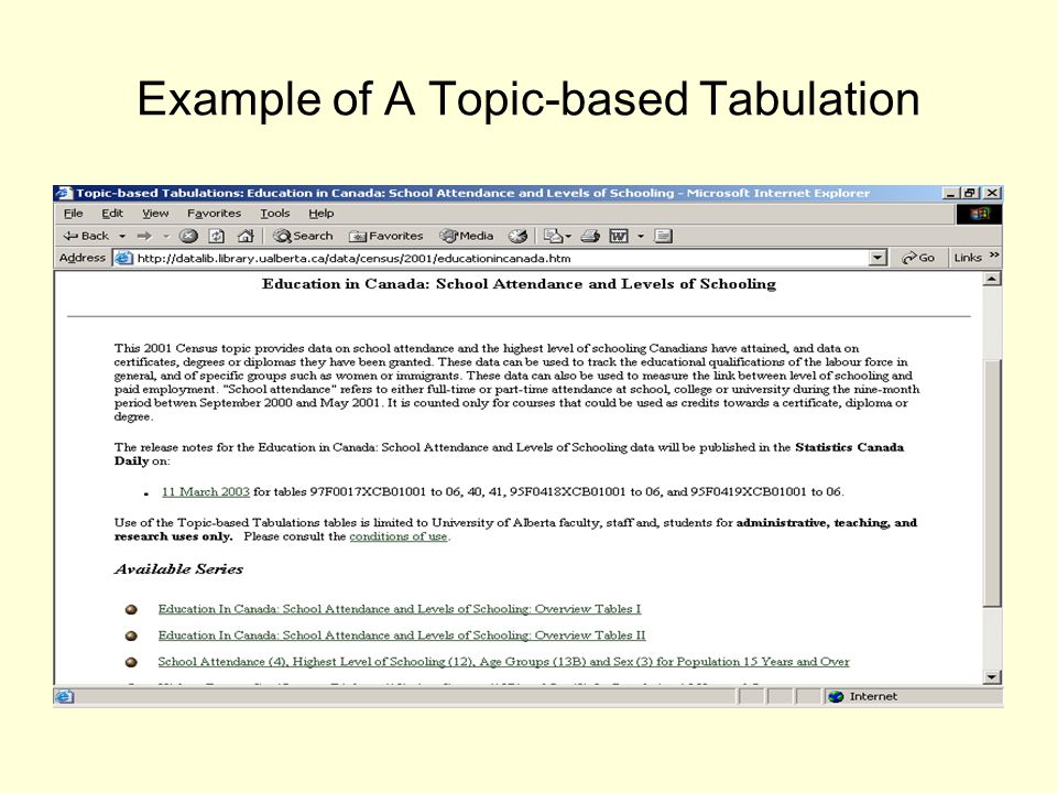 Example of A Topic-based Tabulation