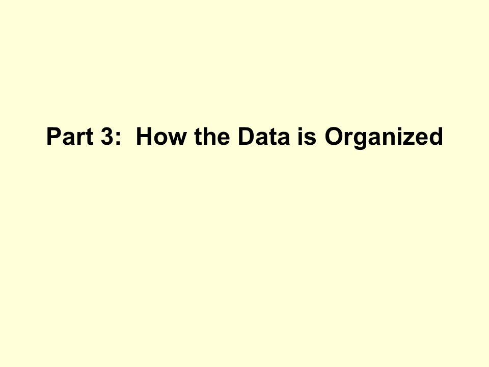Part 3: How the Data is Organized