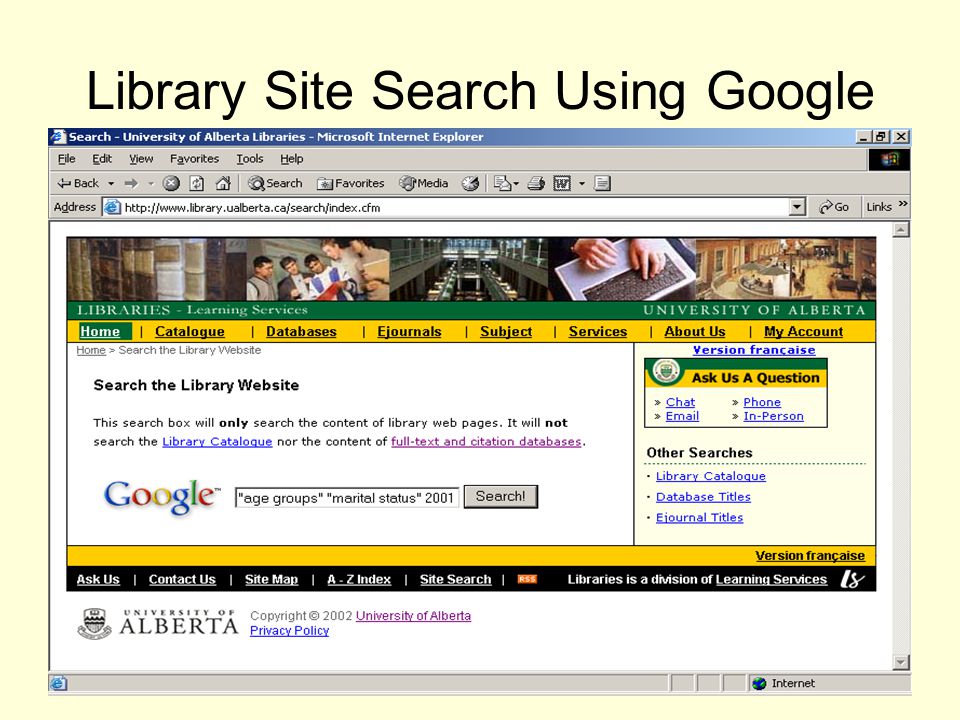 Library Site Search Using Google