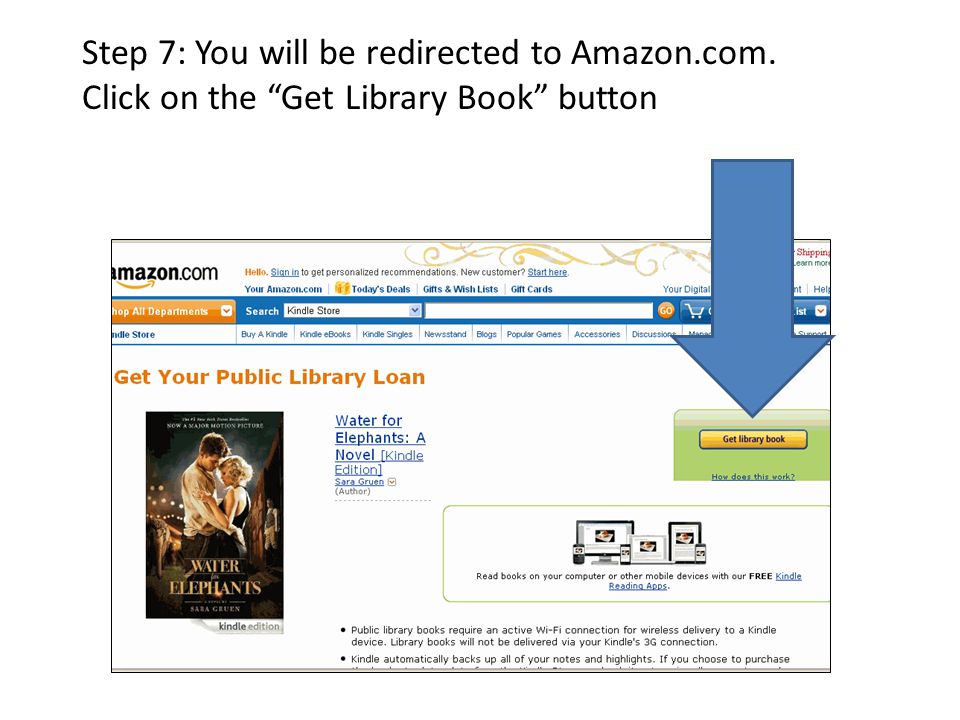 Step 7: You will be redirected to Amazon.com. Click on the Get Library Book button