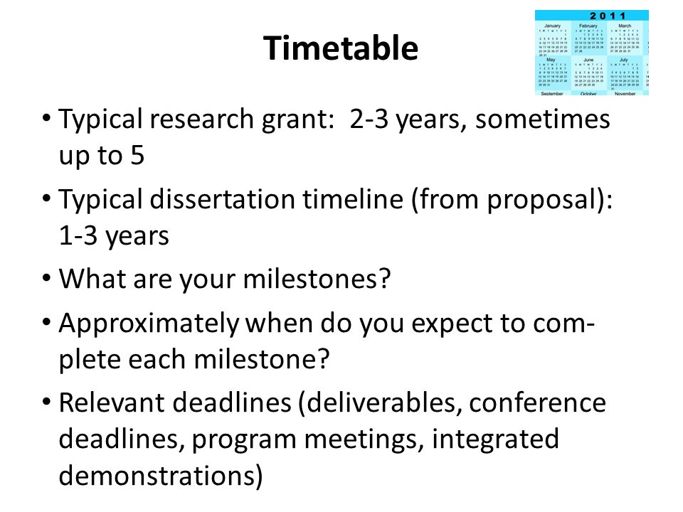 Sample Dissertation Timeline