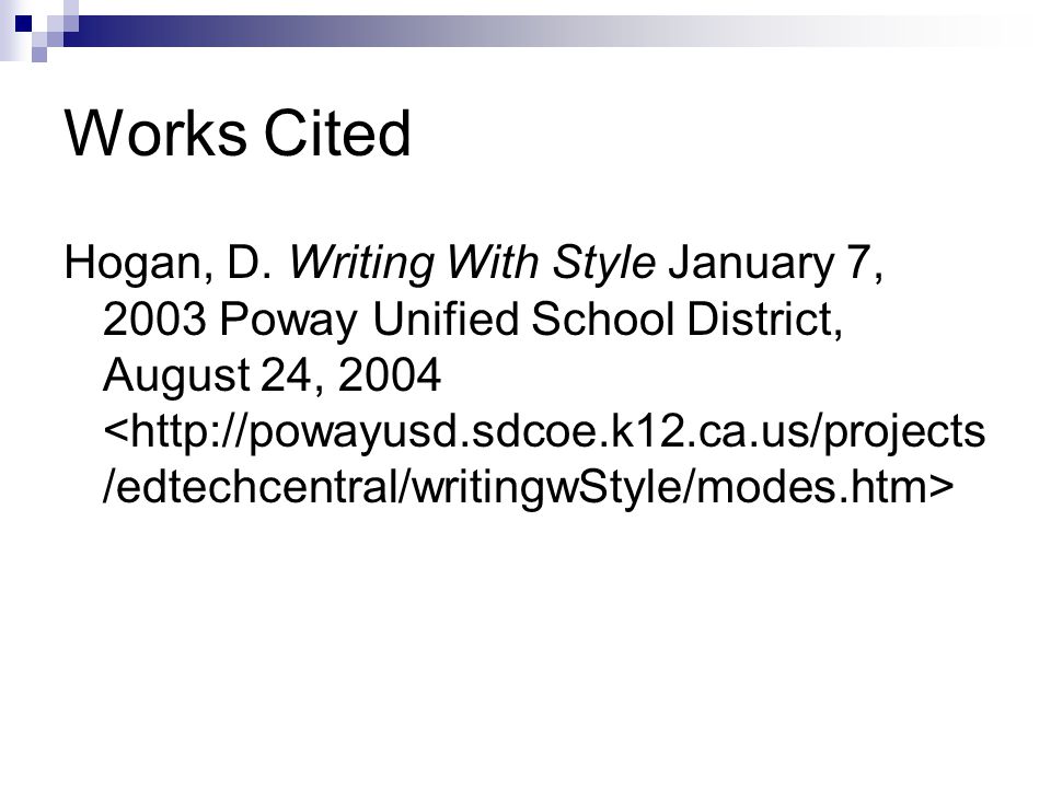 Works Cited Hogan, D.