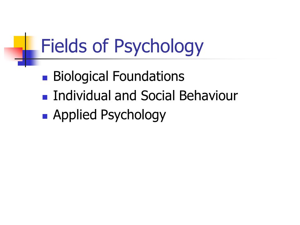 Fields of Psychology Biological Foundations Individual and Social Behaviour Applied Psychology