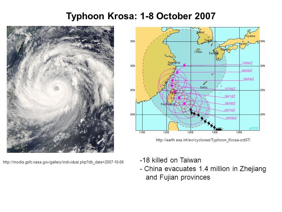 db_date= Typhoon Krosa: 1-8 October killed on Taiwan - China evacuates 1.4 million in Zhejiang and Fujian provinces