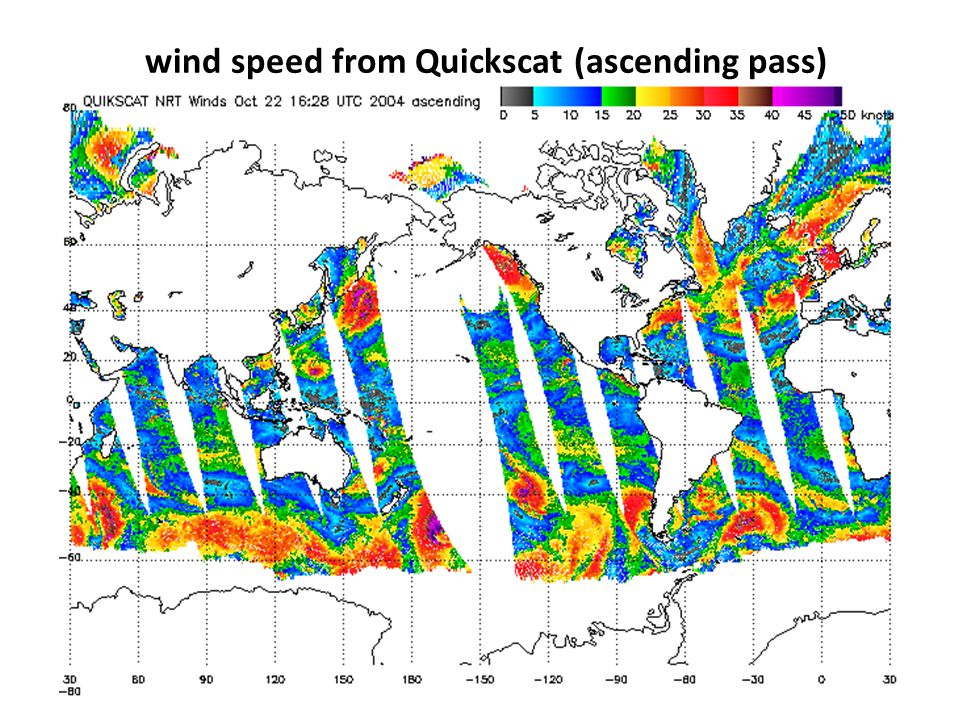 wind speed from Quickscat (ascending pass)