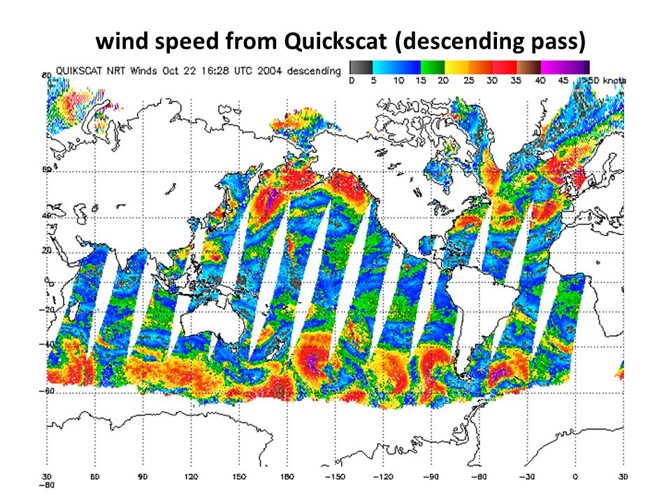 wind speed from Quickscat (descending pass)
