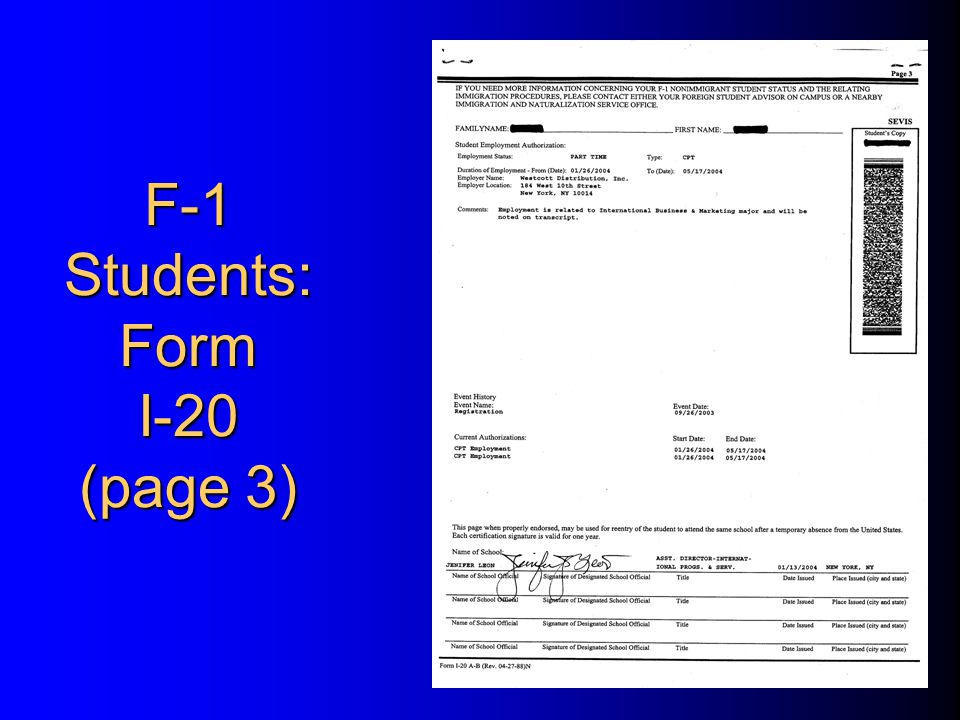 F-1 Students: Form I-20 (page 3)