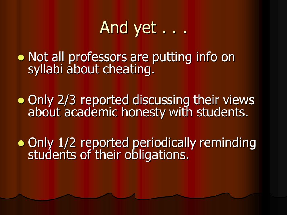 And yet... Not all professors are putting info on syllabi about cheating.