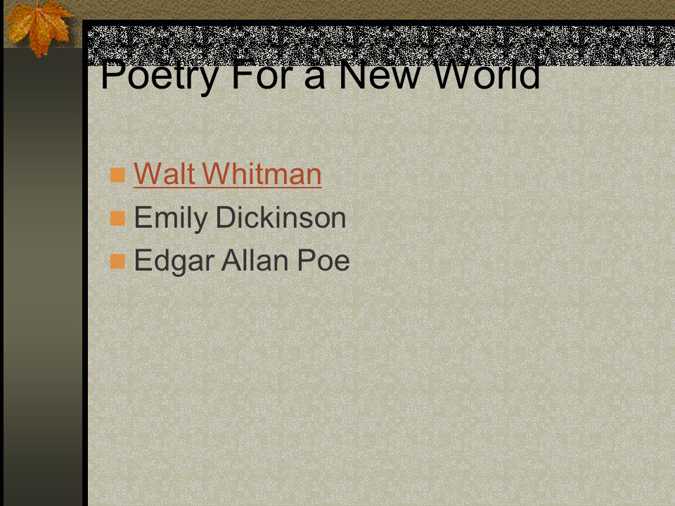 dickinson and whitman comparison essay In this essay i will be comparing emily dickinson and walt whitman emily dickinson's li, research paper essay/term paper: dickinson vs whitman essay. dickinson and whitman comparison essay In this essay i will be comparing emily dickinson and walt whitman emily dickinson's li, research paper essay/term paper: dickinson vs whitman essay.