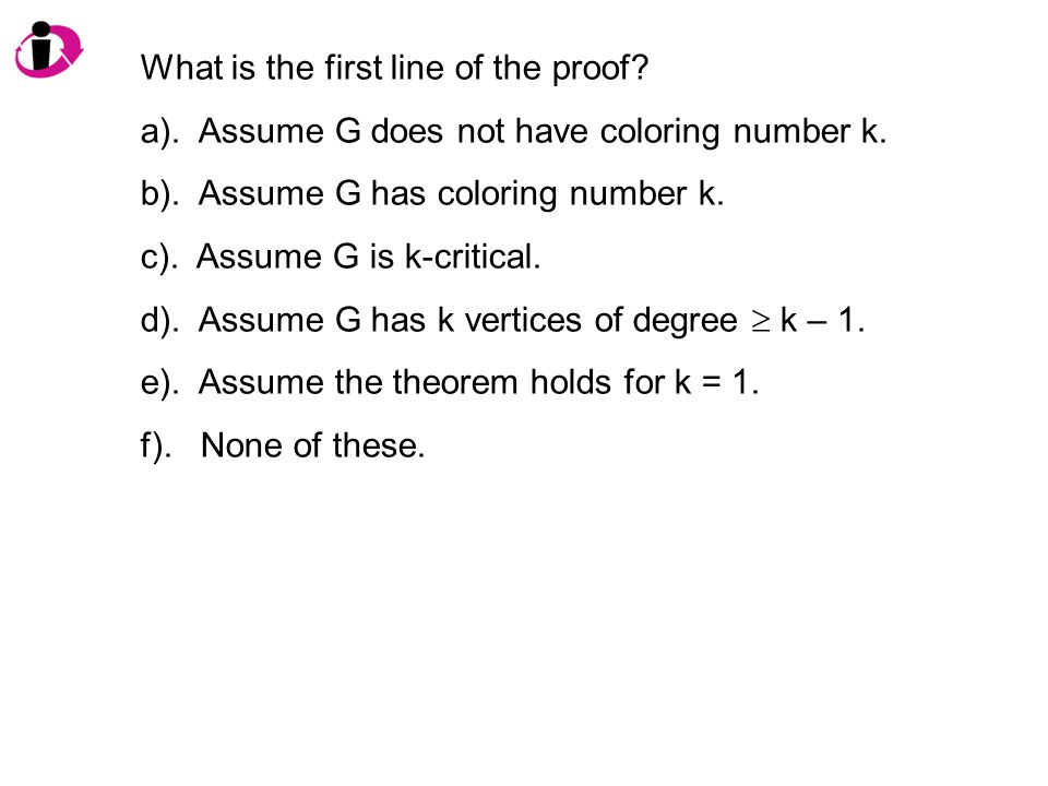 What is the first line of the proof. a). Assume G does not have coloring number k.