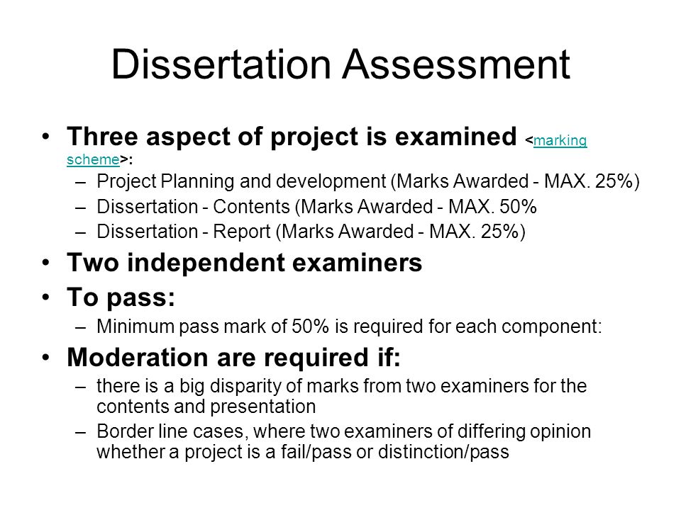 Dissertation Marking Criteria (HST399) - Marking Criteria