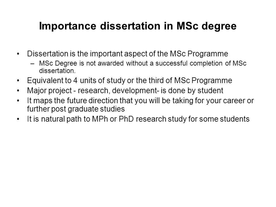 Guide to writing msc dissertations