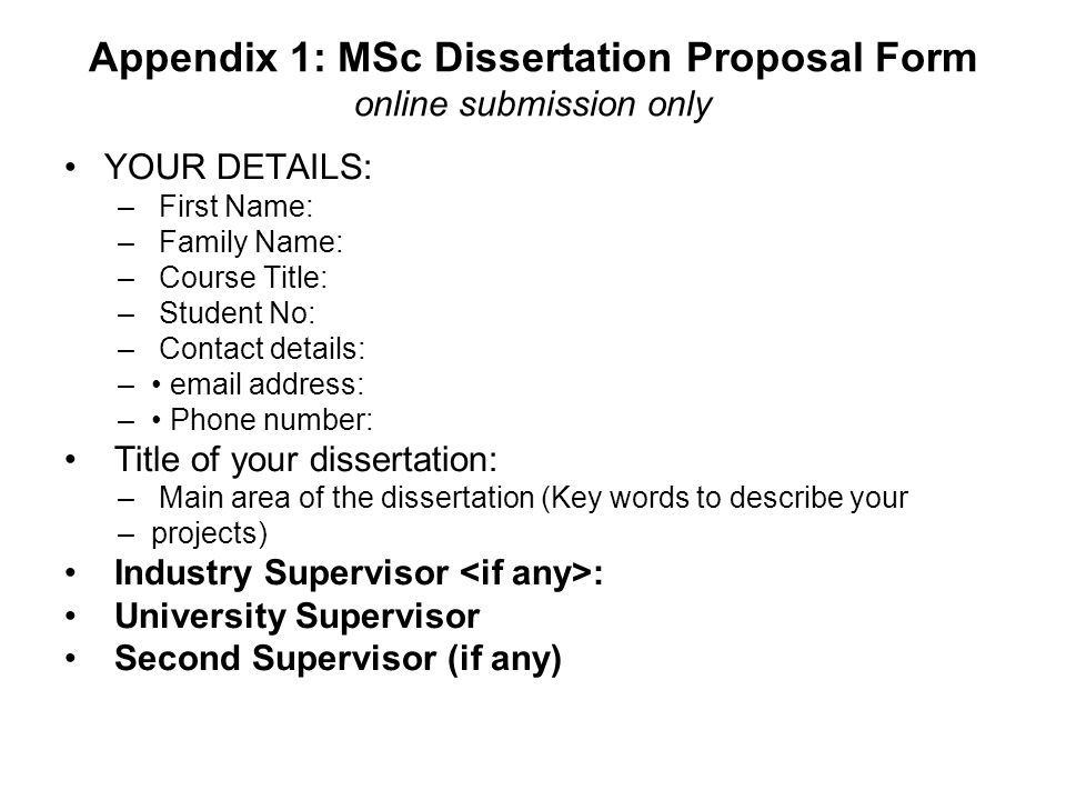Msc dissertations