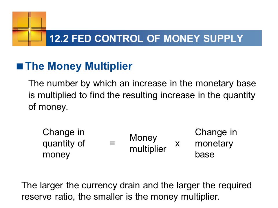  The Money Multiplier The number by which an increase in the monetary base is multiplied to find the resulting increase in the quantity of money.