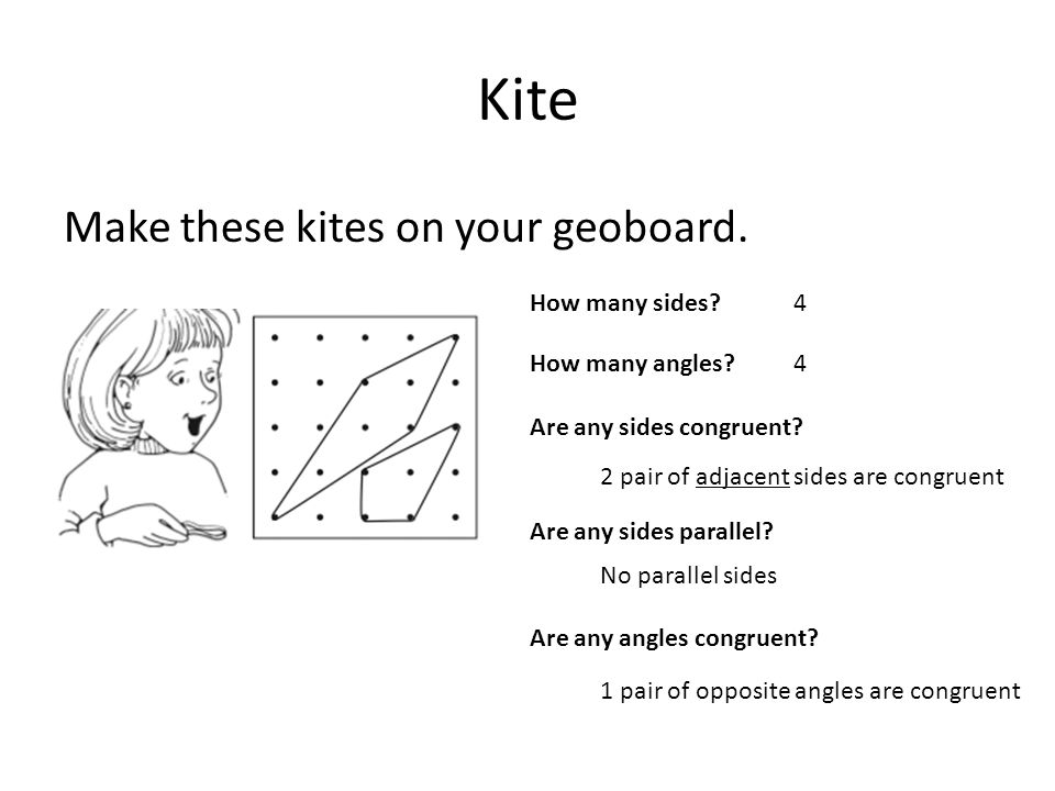 Kite Make these kites on your geoboard. How many sides.