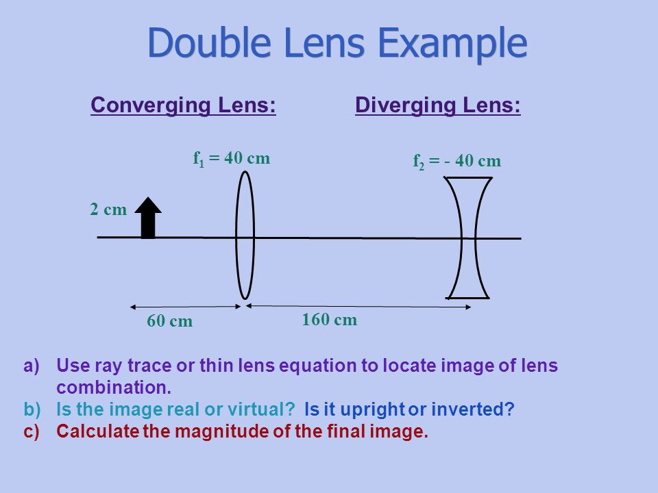 Welcome To Physics 7c Lecture Winter Quarter Review Professor Double Lens Example Converging Diverging F 1 40 Cm 2
