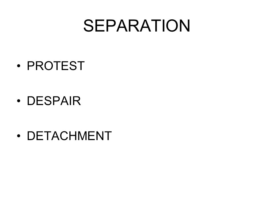SEPARATION PROTEST DESPAIR DETACHMENT