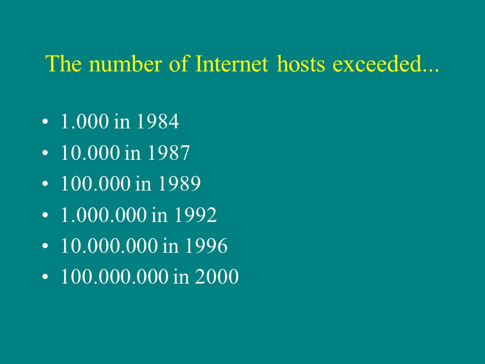 The number of Internet hosts exceeded...