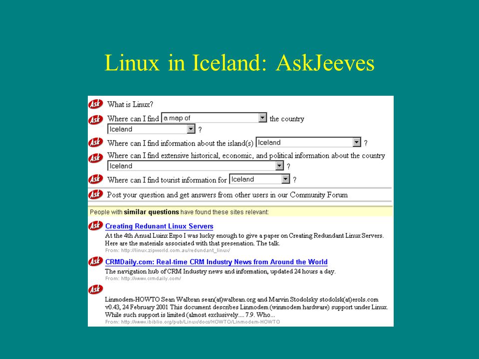 Linux in Iceland: AskJeeves