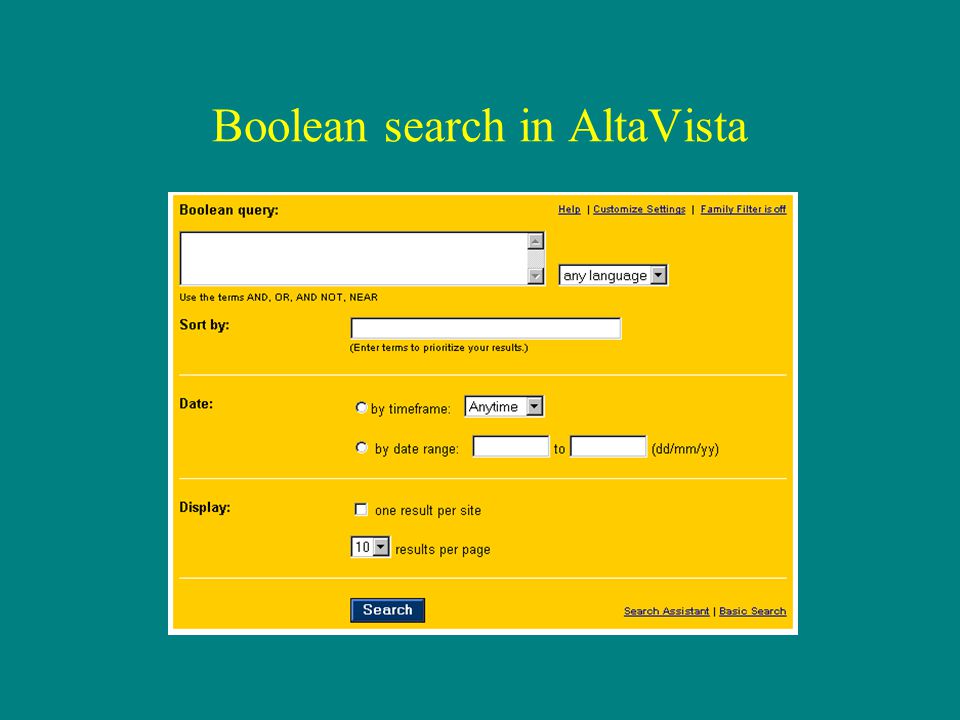 Boolean search in AltaVista