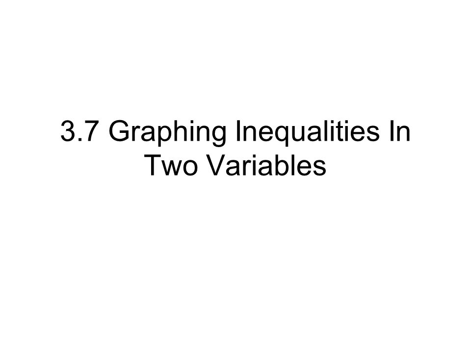 3.7 Graphing Inequalities In Two Variables